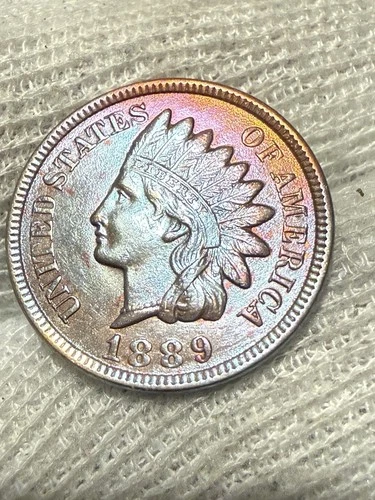 1889 Indian Head Cent Penny, Red Tone, Gem BU++ High Grade
