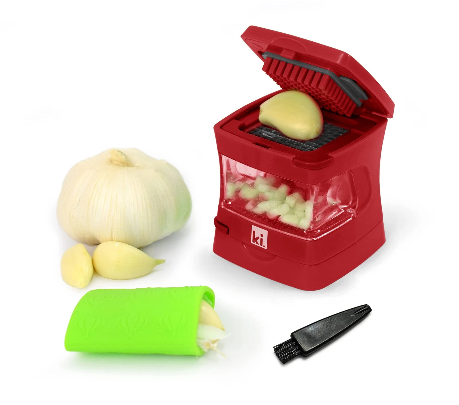 Garlic-A-Peel Garlic Press, Crusher, Cutter, Mincer, and Storage Container - ...