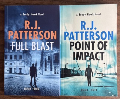 A Brady Hawk Novels RJ Patterson Lot of 2 Point of Impact & Full Blast Thriller