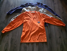 Rasco FR Men's Orange Long Sleeve Pocket T-Shirt XL Cotton Knit Crew Neck, QTY 3