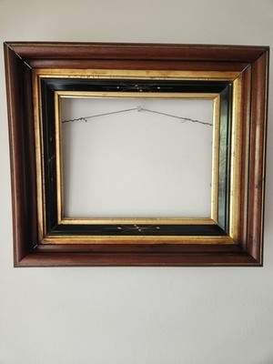 Walnut Eastlake Picture Frame Gold Leaf fits 8''x10'' - Triple Layer - Vintage