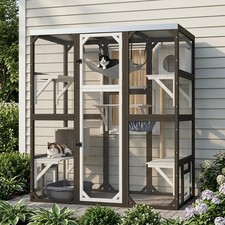 PETSCOSSET Large Catio Outdoor Cat Enclosure with Window Access, Weatherproof