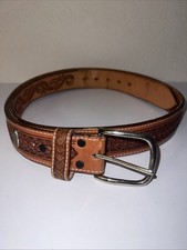 Nocona Western Men s 44 Buckle Belt Compatible Leather Tooled Laced Brown