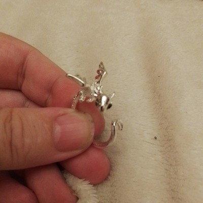  Eventuell Silberring Drachen mit schwarzen Edelsteinaugen Ring