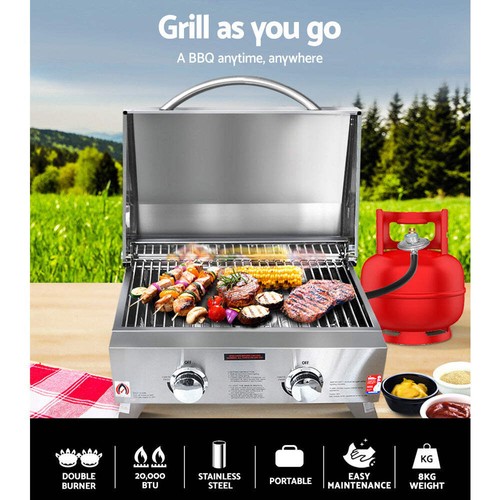 Grillz Portable Gas BBQ Grill 2 Burners - Picture 3 of 8