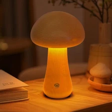 Mushroom Lamp, Rechargeable Touch Control Mushroom Night Light, Portable Dimm...
