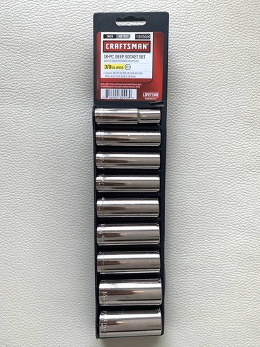 Craftsman 3/8" Drive Set Deep Well Socket set 9 pc 12 Point USA New 34588 Vtg - Picture 2 of 5