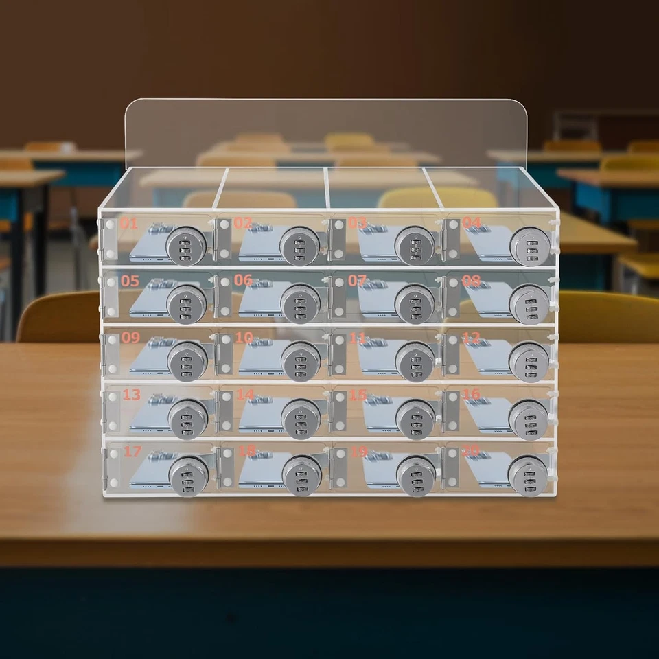 Armadietto portaoggetti cellulare da parete acrilico 20 slot con blocco password - Immagine 4 di 4