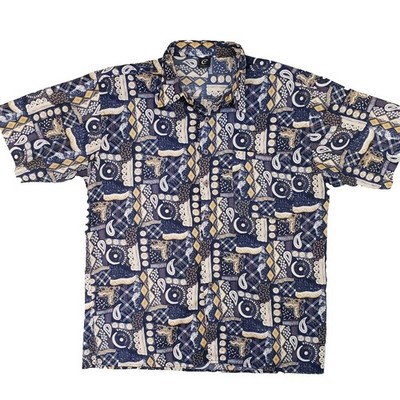 Claudio Nucci Geometric Paisley Shirt Mens L Blue Fun Abstract Retro 90s Russia