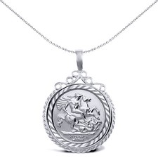 Silver Jewelco London Rope Edge Scroll Top St George Pendant (Full Sov Size)