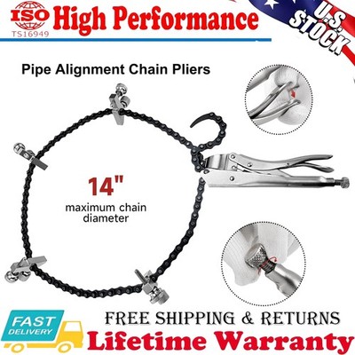Adjustable Pipe Alignment Chain Pliers Clamp, Fit for Round Pipes up to 14'' in