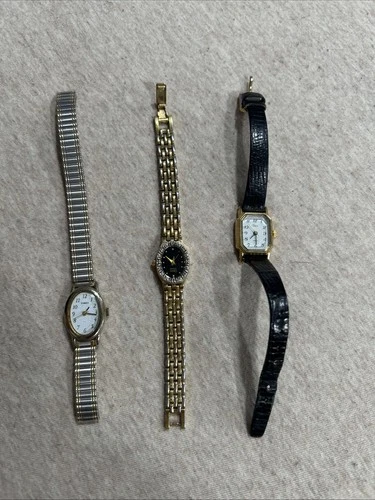 Vintage Watch Lot - 2 Timex & 1 Bulova Diamond Untested Need Bat.