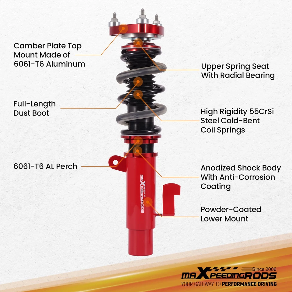 Kit Assetto Regolabile a Ghiera for Volvo C30 S40 V50 Coilovers 2004-2012 - Immagine 4 di 4