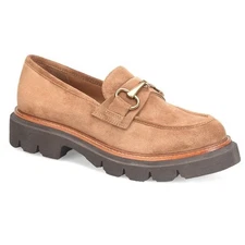 Sofft Satara Havana Brown Suede Leather Loafer Chunky Stacked Heel Size 7 Indie 