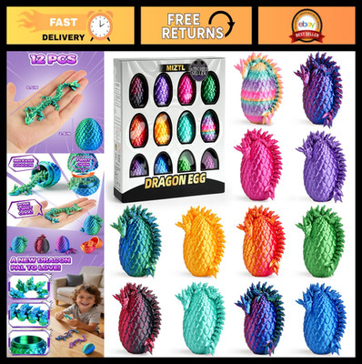 12-Pack 3D Printed Dragon Eggs - Unique Easter Basket Stuffers & Toys for Kids