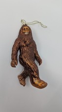 Big Foot Sasquatch Blown Glass Christmas Ornament Robert Stanley 5 1/2" Glitter