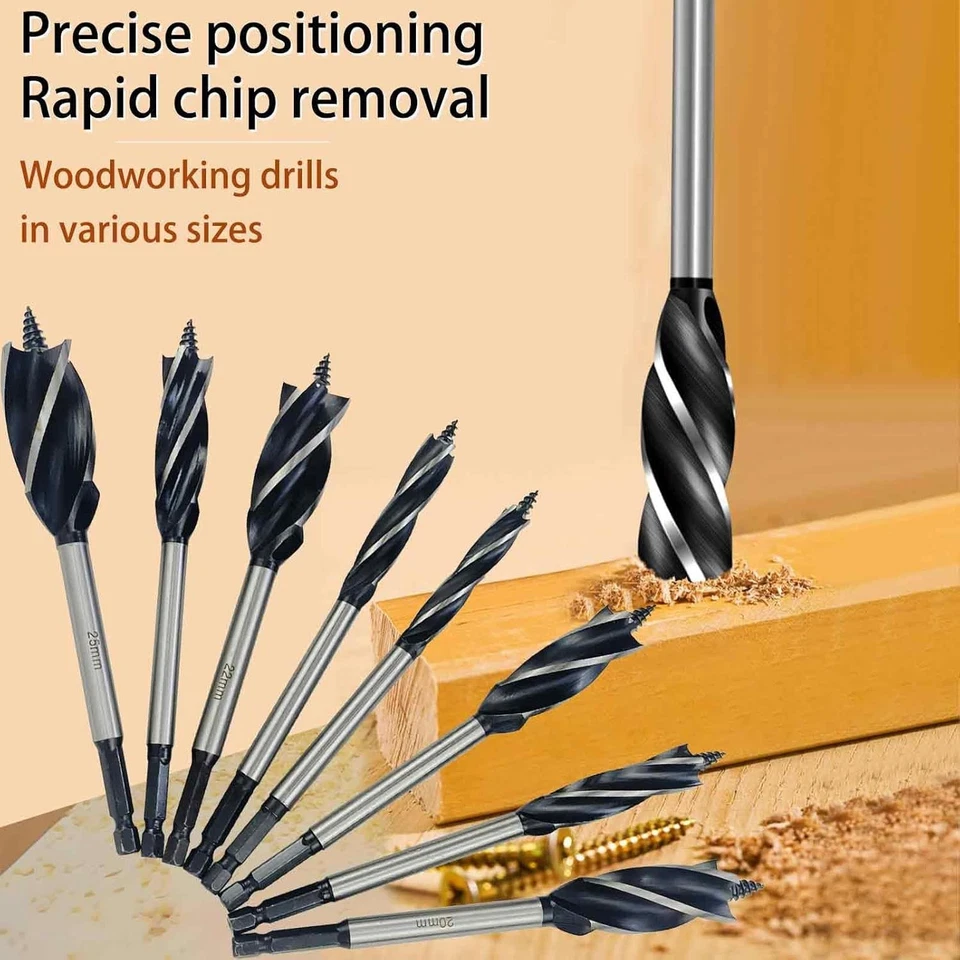 9 teilig Holzbohrer Set Spiralbohrer Bit Bohrer Sechskantschaft Holz 10-32mm - Bild 3 von 4