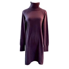 NWT One Quince 100% Cashmere Dress Turtleneck Dark Blue Raglan Sleeve XS