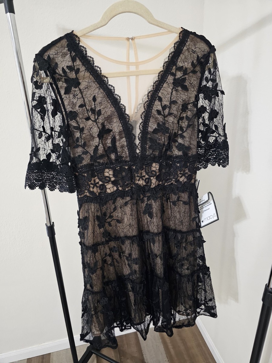 adrianna papell women's v-neck lace embroidered dress Adrianna Papell Women's V-Neck Lace Embroidered Dress