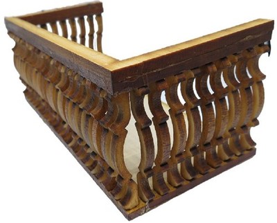 Puppenhaus Doppel Balkon Quadrat B Kurve Laser Cut Holz Galerie Maßstab 1:12