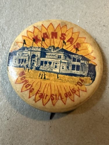 Antique 1904 St Louis Worlds Fair Kansas Topeka Celluloid Button