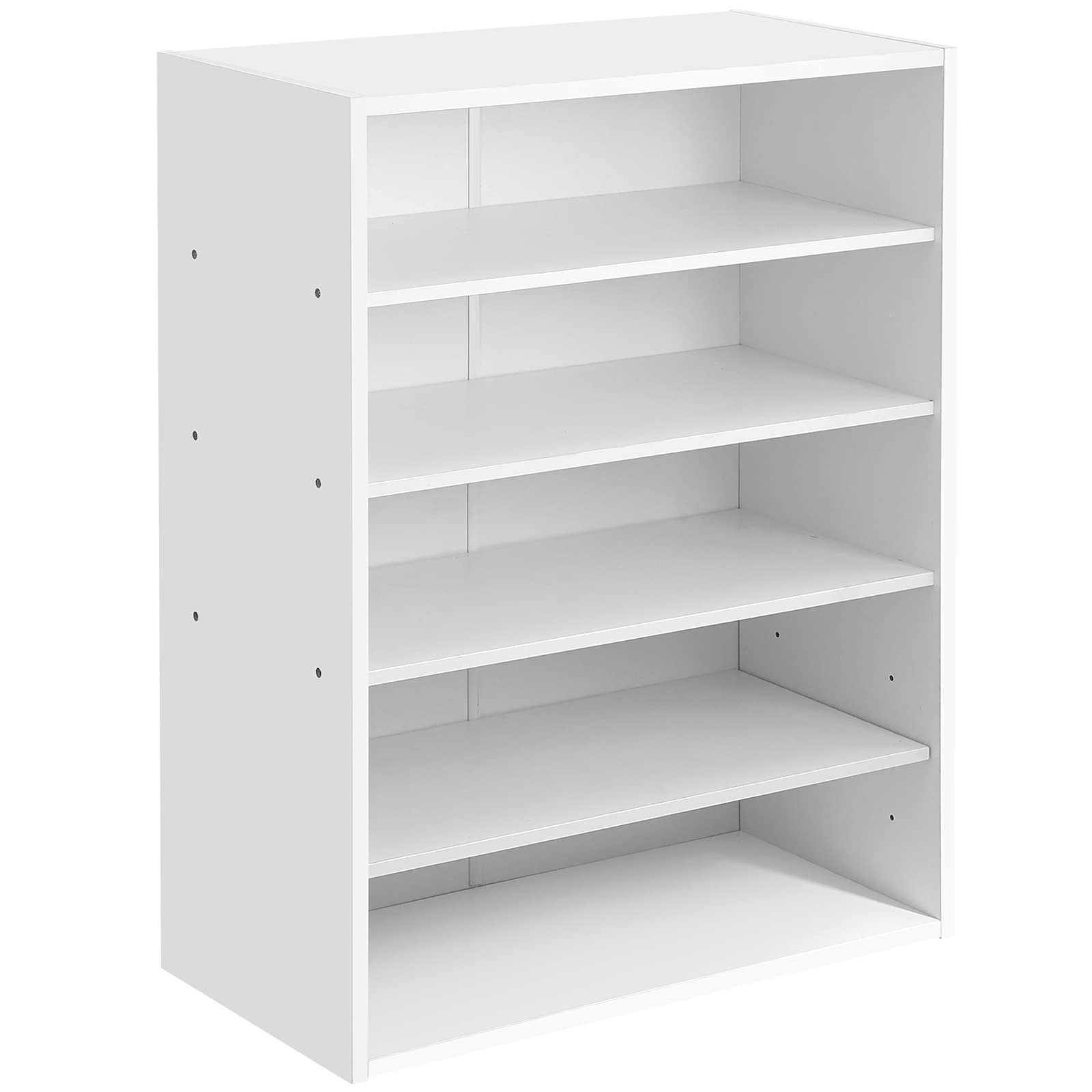 5 Tier White Stackable Wooden Shoe Rack Organizer 24 Inch