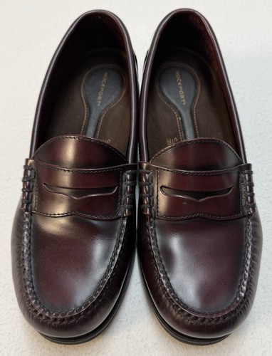Rockport bequeme DMX Slipper Leder Penny Loafer weinrot burgunderrot Größe 8W gebraucht, in einwandfreiem Zustand - Bild 3 von 14