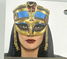 Gods And Goddesses Egyptian Mask Costume Gold Snake Head Elastic Strap New
