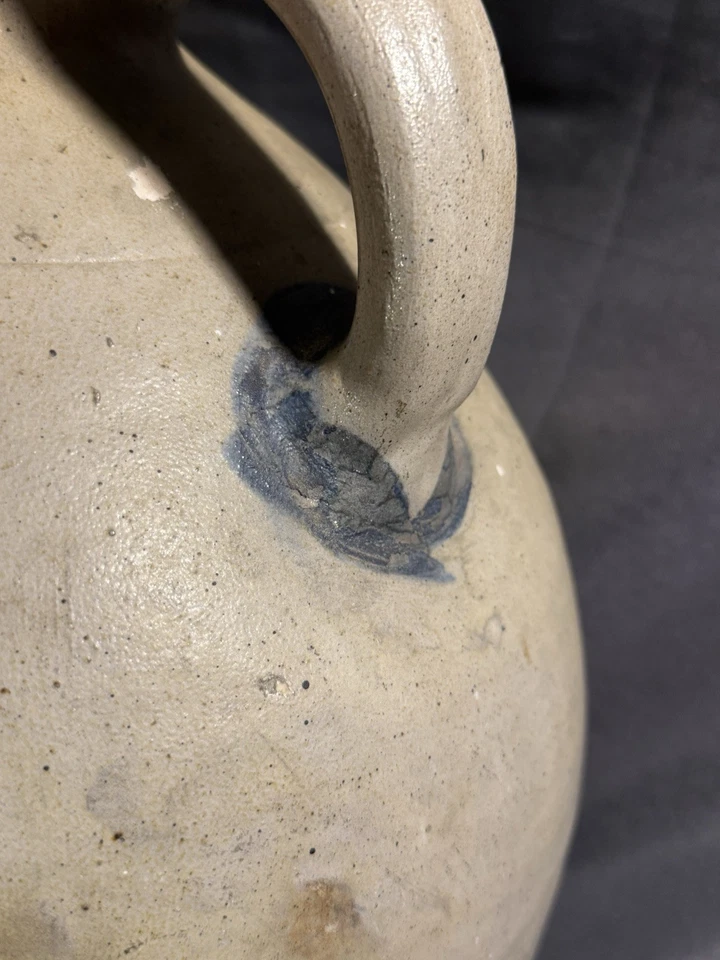 Jarra ovoide de cobalto GOODWIN & WEBSTER de gres primitivo campestre antiguo de gran tamaño Foto 3 de 4