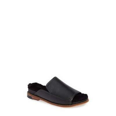 Kelsi Dagger Brooklyn Women's Odelle Faux Fur Black Leather Sandal Size 6.5