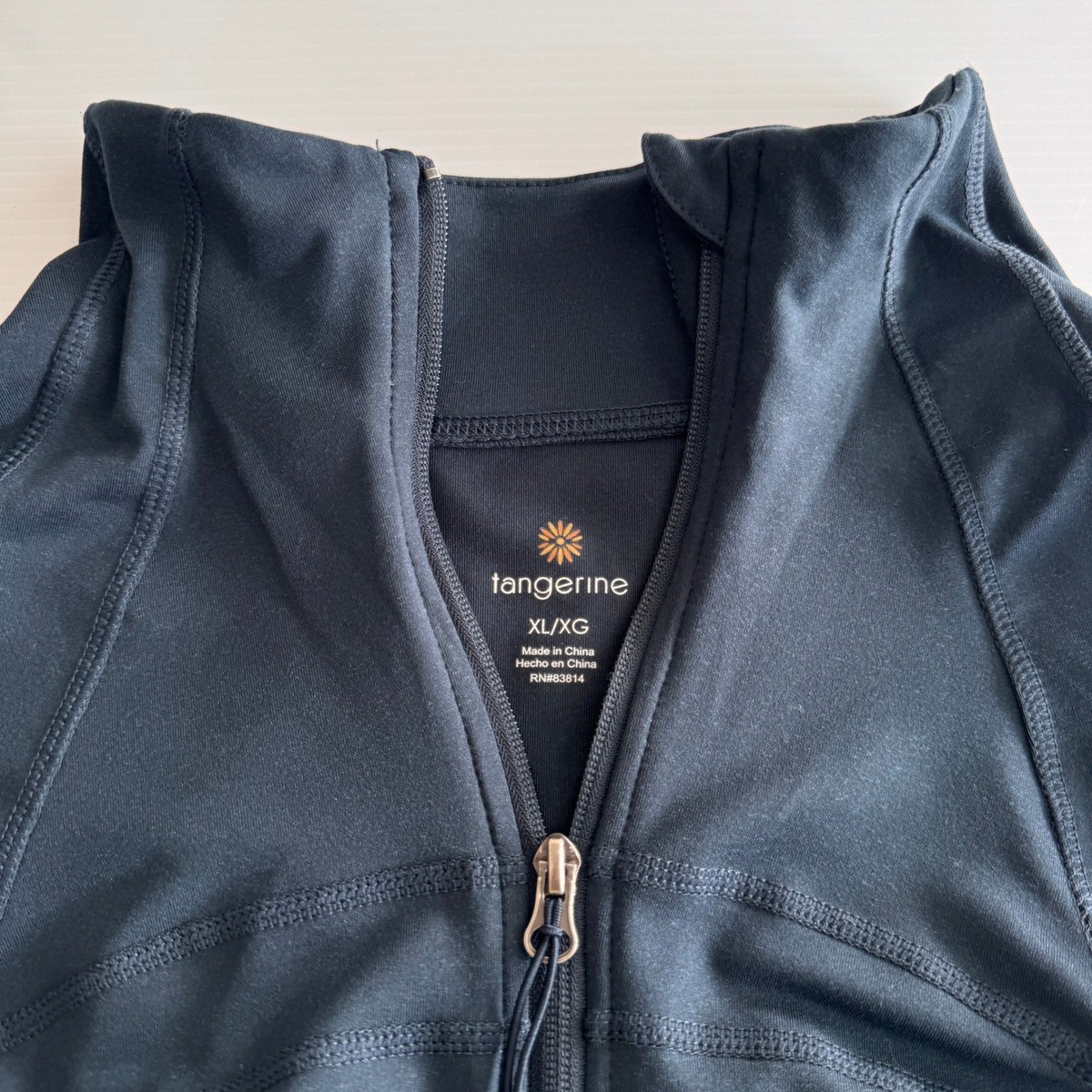 Tangerine Black Full Zip Active Jacket XL Ribbed Moto Athleisure