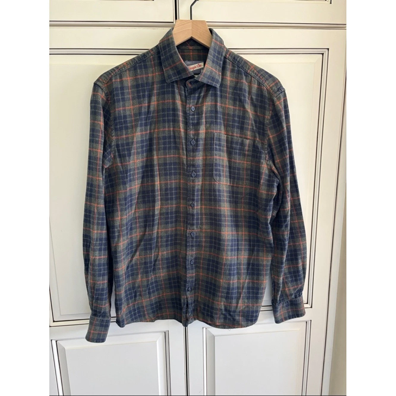 Johnnie-O Flannel Shirt Blue Green Plaid Golf Outdoors Long Sleeve Mens Medium