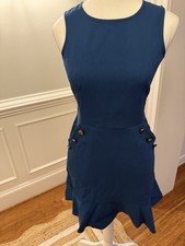 Loft Teal Women’s Dress Sleeveless With Button Detail Size 0Petite