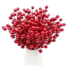 30 Pack Red Berry Stems, Artificial Holly Berries for Christmas Tree Picks