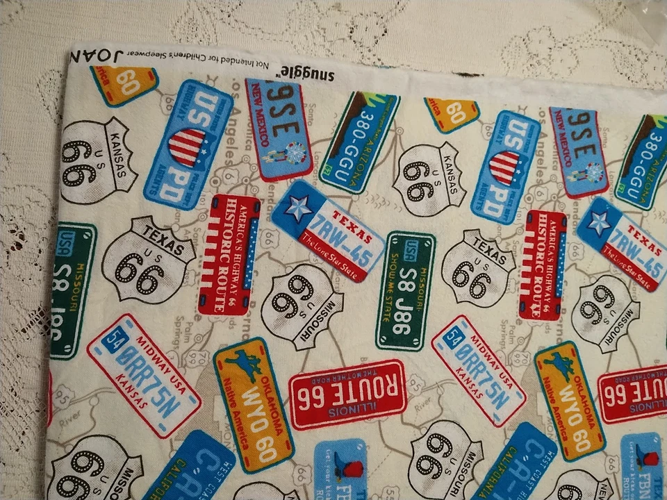 Route 66 Vintage Maps License Plates Snuggle Cotton Flannel Fabric 15x43 - Image 2 of 4