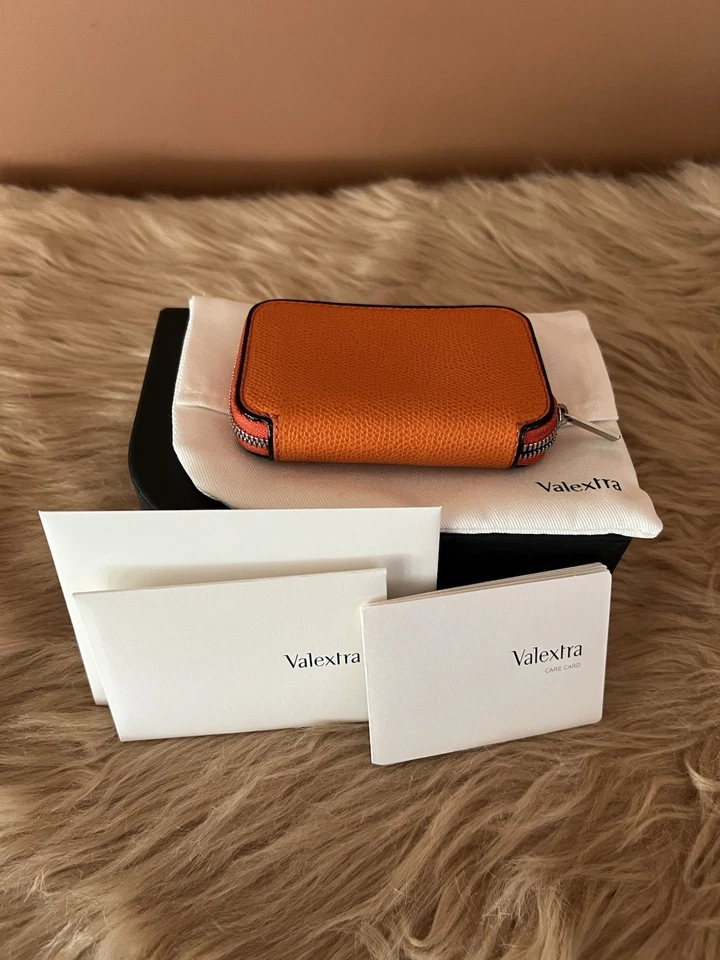 Valextra Naranja Cremallera Alrededor Portatarjetas Billetera Preloved Foto 2 de 4