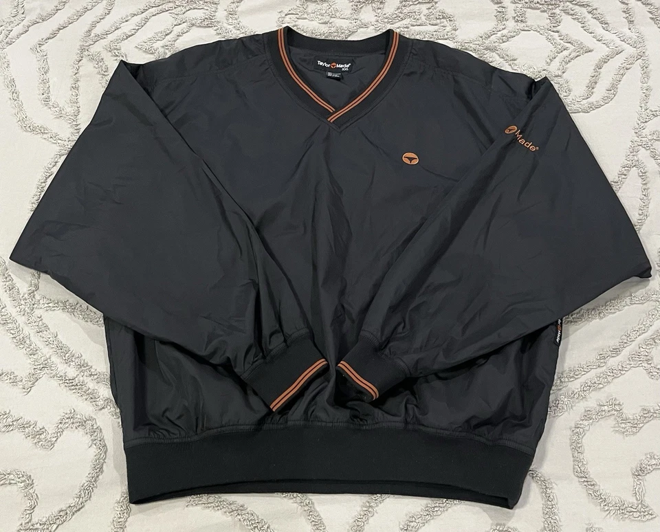 Rompevientos de golf vintage Taylor Made para hombre 2XL cuello en V pulóver bolsillos negros Foto 2 de 4