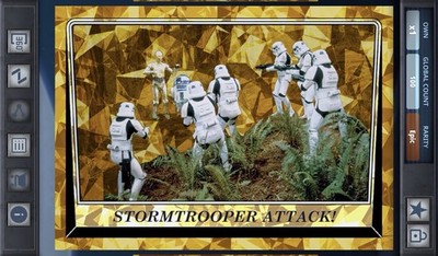 Star Wars Card Trader Chrome Sapphire RoTJ 100cc Gold - Stormtrooper Attack!