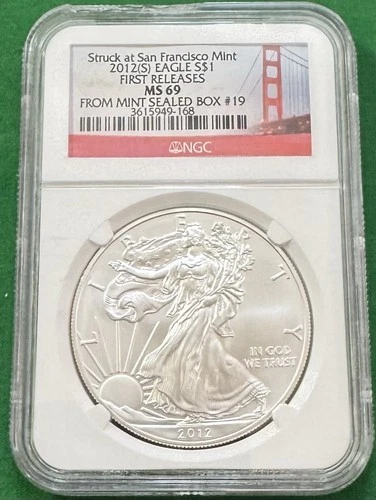 2012 (S) Silver Eagle NGC MS69 San Francisco Label First Releases From Mint Box