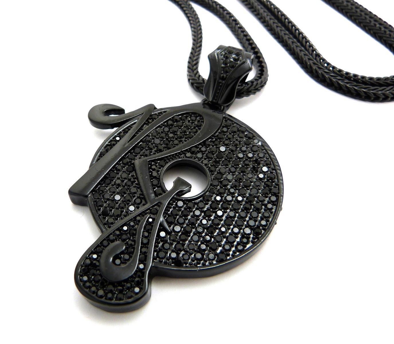 NEW ICE BLING JAY-Z, KANYE " ROCAFELLA RECORDS " PENDANT & 36" 4mm FRANCO CHAIN*