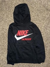 Nike Big Kids Boy  s Club Fleece Lacrosse Black Hoodie
