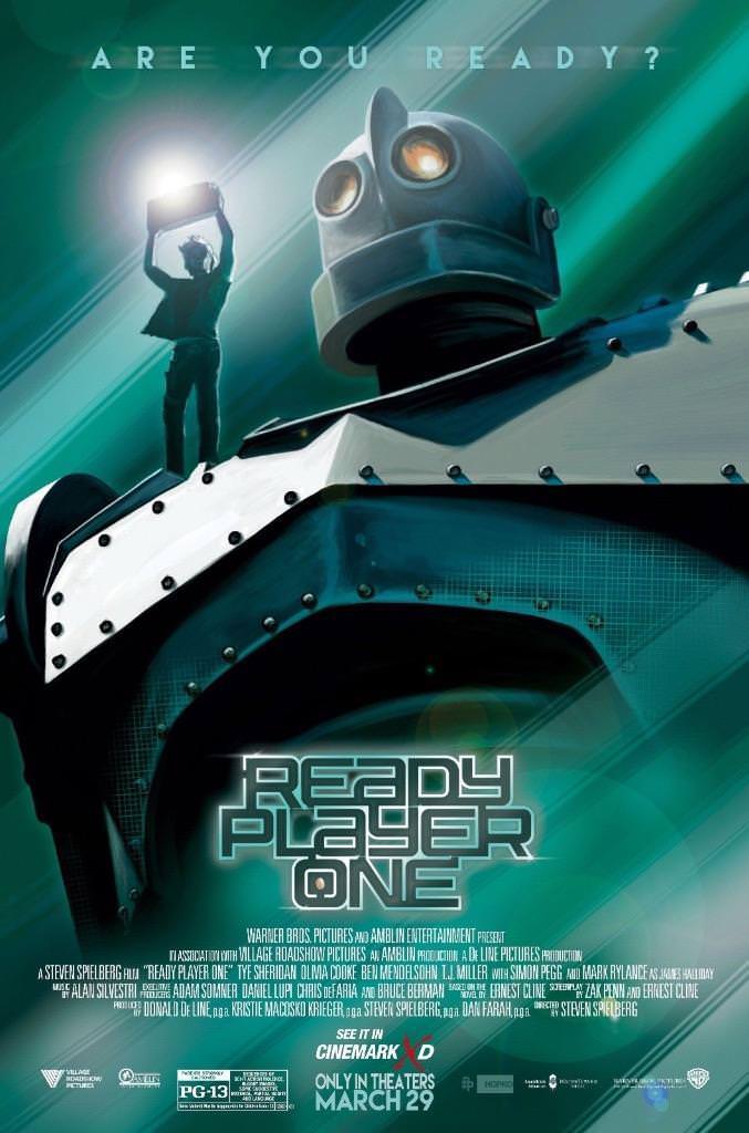 READY PLAYER ONE 16"x24" Original Promo Movie Poster MINT Cinemark Iron Giant
