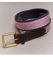 Vineyard Vines Pink Whales Silk Canvas Belt 30