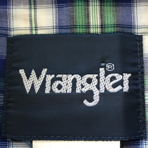 Camicia wrangler western uomo XXL blu verde a quadretti bottoni manica lunga - Foto 3 di 14