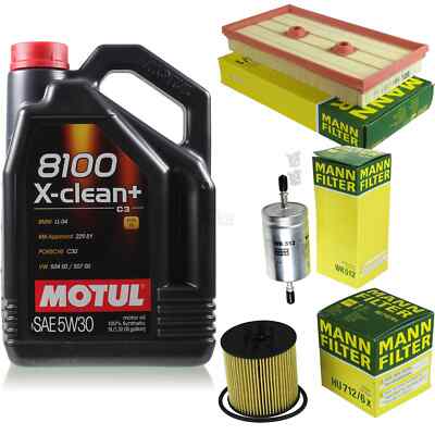 MANN-FILTER Inspektionspaket 5L Motul 8100 X-clean+ 5W-30 für VW Golf V 1.6 FSI