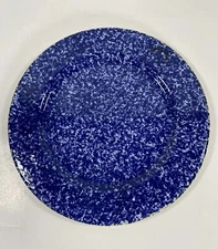 Over And Back Indoor Outfitters Salad Plate Blue Yellow Spongeware Replacement