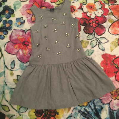 GAP KIDS Girl's Dress SPARKLES Jumper Size M 8 9 Sleeveless 100% Cotton Jewels 