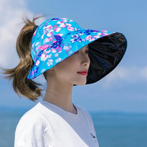 Women Beach Sun Hat Flower Printed 