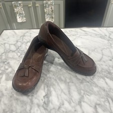 Clarks Ashland Bubble Shoes Women  s Size 7 Brown Leather Slip On Bow Loafer