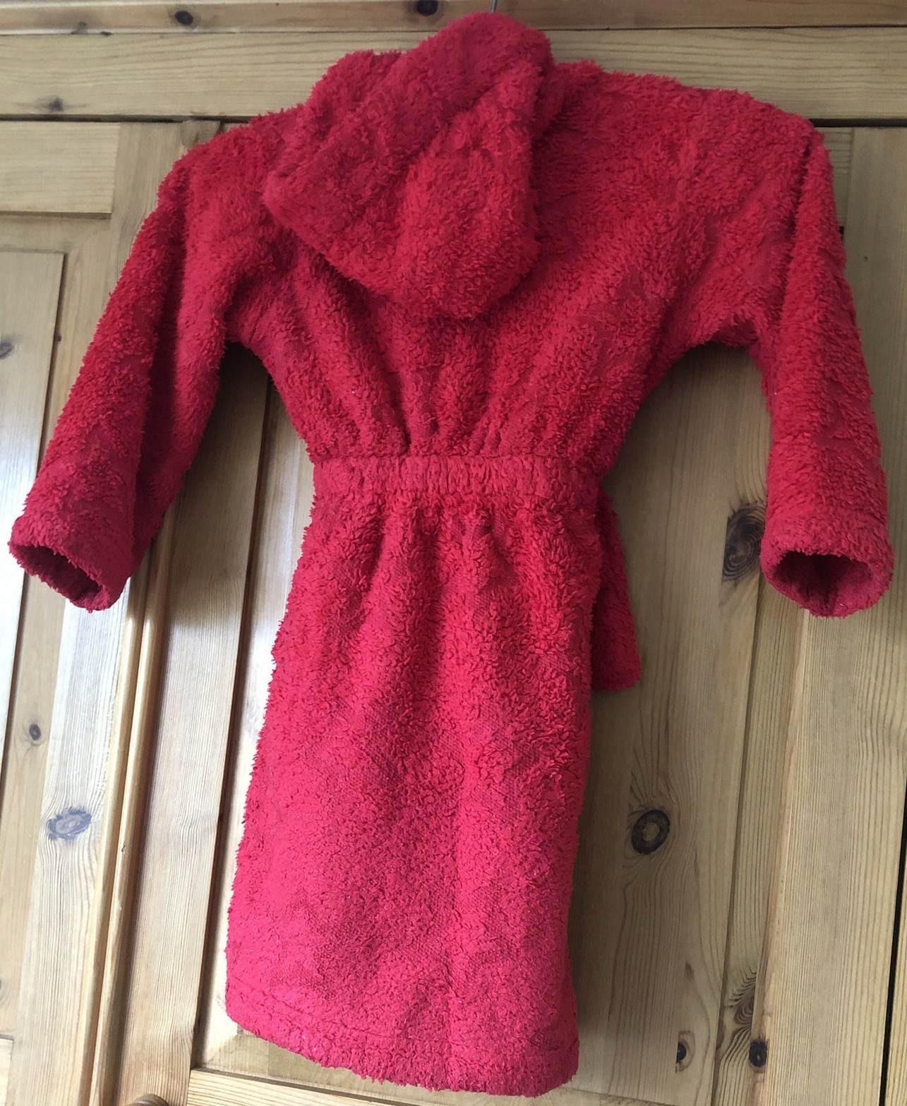 Unisex Kids Childrens Red Dressing Gown Age 2 3 Years With Hood & Pockets eBay